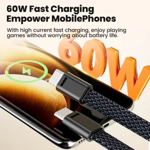 16.5CM Short Cable Fast Charging 60W Type C To Type C Cable For Power BanK USB C Cable For iPhone 16 15 Xiaomi Samsung Huawei