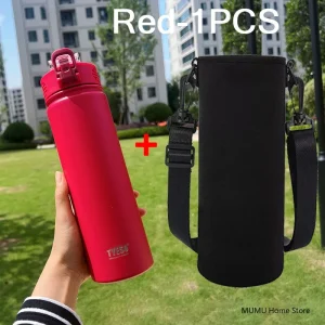 TYESO 600/750ML Thermos Bottle With Straw Stainless Steel Car Thermal Cup Sports Water Bottles Keeps Cold and Heat Thermal Mug