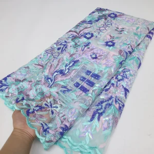 Nigerian Sequins Lace Fabric 2025 High Quality African Lace French Tulle Sequin Embroidery Lace Fabrics For Party Dress
