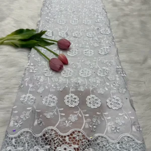 Nigerian Swiss Voile Lace Fabric with 3D Flower Applique And Stones Super Quality African Wedding Dress Lace 2026