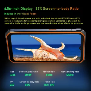 Blackview BV6200 Rugged Phone 6.56-inch HD+ IPS Display 13000mAh 8GB(4+4) 64GB 13MP Camera GPS Android 13 IP68&IP69K Cellphone