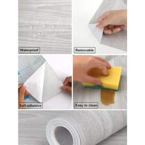Grey Wood Grain Decor Contact Paper for Furniture Renovation Vinyl Self Adhesive Waterproof Wallpaper Removable Wall Stickers