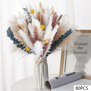105pcs Natural Dried Flowers Pampas Floral Bouquet Boho Country Home Decoration Rabbit Tail Grass Reed Wedding Decor Arrangement