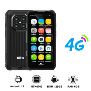 SERVO TANK500 IP68 Waterproof Mini Smart Phone 4G LTE Android 12 RAM 6GB ROM 128GB PTT Network Intercom Small Rugged Smartphones