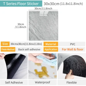 10/20pcs PVC Imitation Marble Floor Stickers Self-adhesive Wall Stickers Waterproof Bathroom Living room Moden Decoration Decals