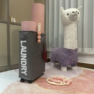 Laundry Basket with Wheels Large Capacity Yoga Mat Storage Basket Multifunctional Foldable Waterproof Dirty Clothes Storage Bag