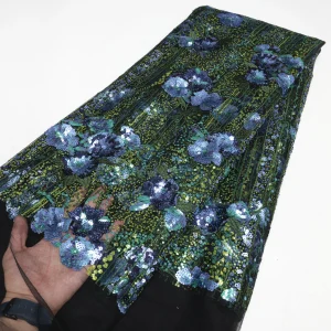 Nigerian Sequins Lace Fabric 2025 High Quality African Lace French Tulle Sequin Embroidery Lace Fabrics For Party Dress