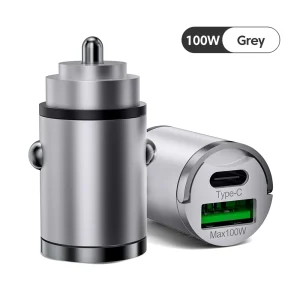 Mini 100W USB Type C Car Charger Fast Charging QC3.0 PD Car Phone Charger Adapter For iphone Samsung Huawei Xiaomi