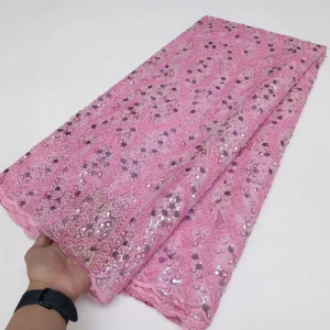 Nigerian Sequins Lace Fabric 2025 High Quality African Lace French Tulle Sequin Embroidery Lace Fabrics For Party Dress