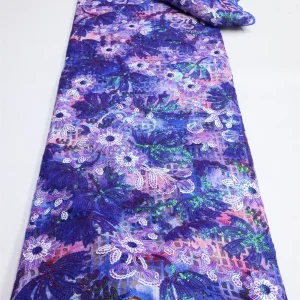 Nigerian Sequins Lace Fabric 2025 High Quality African Lace French Tulle Sequin Embroidery Lace Fabrics For Party Dress