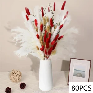 105pcs Natural Dried Flowers Pampas Floral Bouquet Boho Country Home Decoration Rabbit Tail Grass Reed Wedding Decor Arrangement