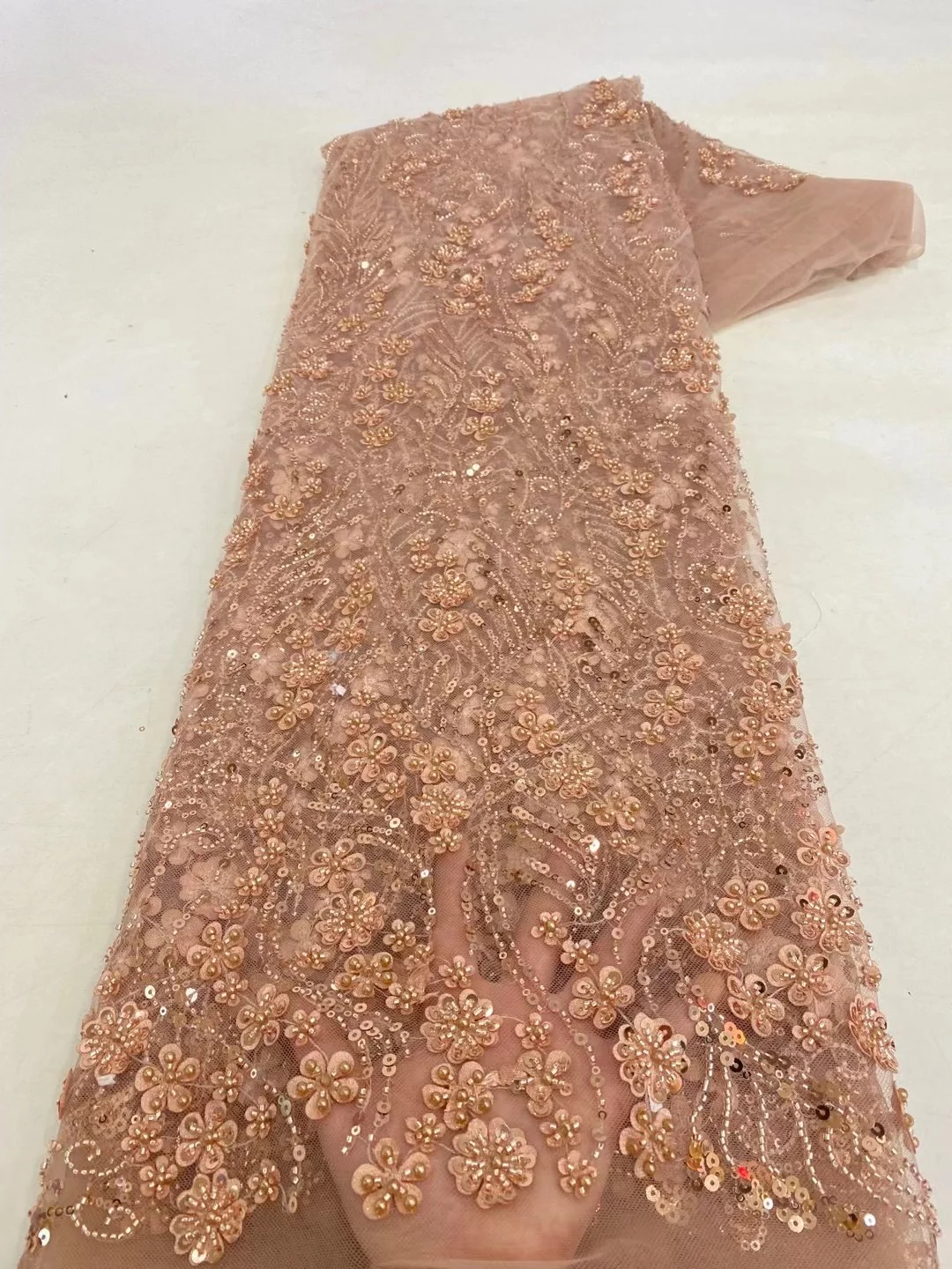 African Lace Fabric 2025 High Quality French 3D Flower Sequins Embroidery Beads Tulle Lace Fabric For Party Dress - Image 11