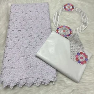 Sky Blue 2.5+2.5 Yards Swiss Voile Lace Fabric With Embroidered African Bazin Riche Fabric For Women Sewing Clothing Lace Fabric