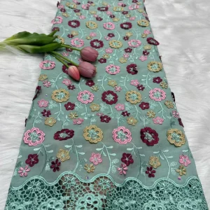 Nigerian Swiss Voile Lace Fabric with 3D Flower Applique And Stones Super Quality African Wedding Dress Lace 2026