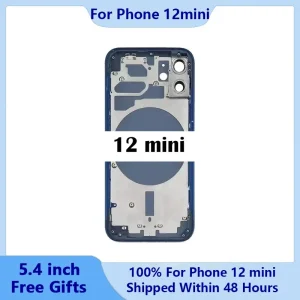 Rear Housing,For iPhone 12 mini Shell With Free Gifts,Back Cover+Middle Chassis Frame+SIM Tray+Side Key Parts+Tools+Adhesive