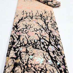 Nigerian Sequins Lace Fabric 2025 High Quality African Lace French Tulle Sequin Embroidery Lace Fabrics For Party Dress