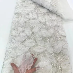 African Sequins Beaded Lace Fabrics 2025 High Quality Embroidery French Nigerian Lace Fabric For Wedding Sewing Material XY105