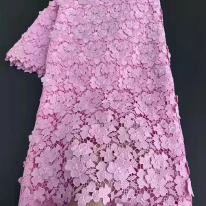 3D Floral Appliques Guipure Lace Heavy Embroidered Water Soluble Cord Fabric African Cupion Cloth Dubai Wedding Dress Forma Wear