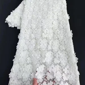 3D Floral Appliques Guipure Lace Heavy Embroidered Water Soluble Cord Fabric African Cupion Cloth Dubai Wedding Dress Forma Wear