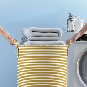 Haundry Thickened Tall Laundry Basket with Handle, Large Collapsible Round Laundry Hamper Bin Laundry Bag for Clothes Storage