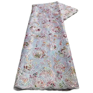 Nigerian Sequins Lace Fabric 2025 High Quality African Lace French Tulle Sequin Embroidery Lace Fabrics For Party Dress