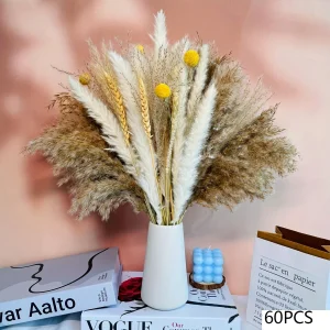105pcs Natural Dried Flowers Pampas Floral Bouquet Boho Country Home Decoration Rabbit Tail Grass Reed Wedding Decor Arrangement