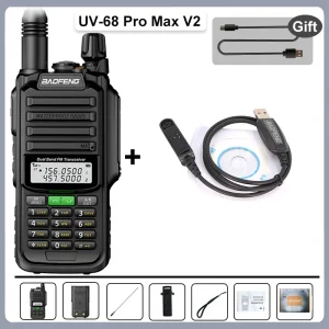 UV-68 Pro Max V2 Baofeng 10W Walkie Talkie Waterproof 8800mah UV98 Pro UV-S22 Pro V2 FM Radio UV68 VHF UHF Dual Band 9R UV-98