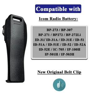 BP-272 Battery Belt Clip Compatible with ICOM BP-271 BP-272Li ID-31A ID-31E ID-51A IC-705 IP100H IP-501H Radios MB-127 Belt Clip