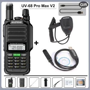 UV-68 Pro Max V2 Baofeng 10W Walkie Talkie Waterproof 8800mah UV98 Pro UV-S22 Pro V2 FM Radio UV68 VHF UHF Dual Band 9R UV-98