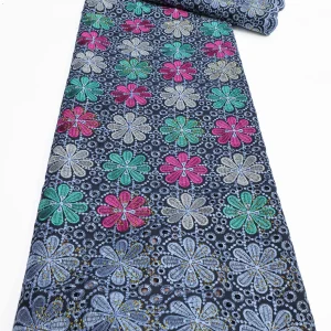 Nigerian Swiss Voile Lace Fabric with 3D Flower Applique And Stones Super Quality African Wedding Dress Lace 2026