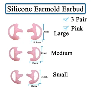 3-Pair Silicone Earbud for Universal Walkie Talkie Radio Air Acoustic Coil Tube Earpiece Headphone Earmold White Black S M LSize