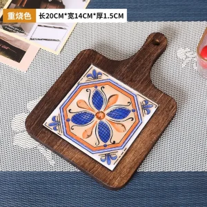 1pc Floral Wooden Trivet - High-Temperature Resistant Heat-Resistant Kitchen Table Mat, Vintage Dining Mat, Insulation Pot Pad