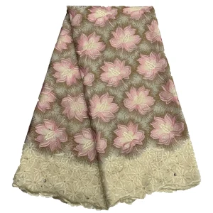 Nigerian Swiss Voile Lace Fabric with 3D Flower Applique And Stones Super Quality African Wedding Dress Lace 2026