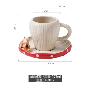 Cute Red Mushroom Ceramic Tableware Coffee Cup Afternoon Tea Set Creative Cartoon Pastry Plate Rice Bowl Salad Plate Dinner Dish
