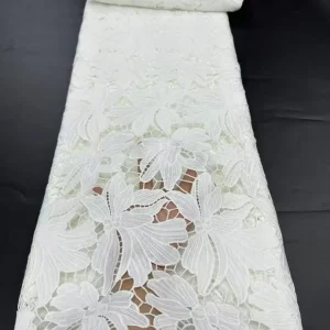 3D Floral Appliques Guipure Lace Heavy Embroidered Water Soluble Cord Fabric African Cupion Cloth Dubai Wedding Dress Forma Wear
