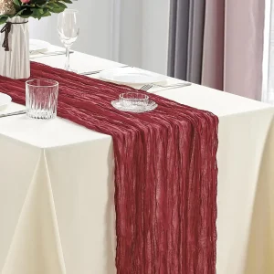 10Pcs CheeseCloth Table Runner, 40x270cm Boho Gauze Fabric Rustic Sheer TableRunner for Wedding Bridal Shower Party Banquet