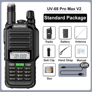 UV-68 Pro Max V2 Baofeng 10W Walkie Talkie Waterproof 8800mah UV98 Pro UV-S22 Pro V2 FM Radio UV68 VHF UHF Dual Band 9R UV-98