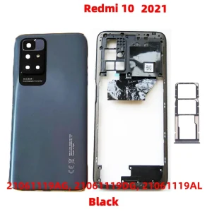 For Xiaomi Redmi 10 , 10 Prime 2022 Back Chassis Case + Middle Frame Housing With Camera Lens+Sim Card Tray Phone Parts