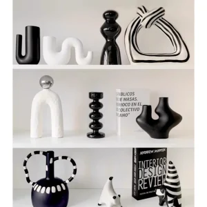 Livetai Wabi-Sabi Ceramic Abstract Sculpture,Handmade Irregular Decorative Ornament for Modern Home Decor, Bookshelf, Bar,