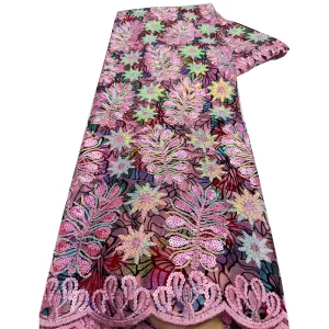 Nigerian Sequins Lace Fabric 2025 High Quality African Lace French Tulle Sequin Embroidery Lace Fabrics For Party Dress