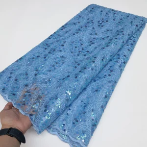 Nigerian Sequins Lace Fabric 2025 High Quality African Lace French Tulle Sequin Embroidery Lace Fabrics For Party Dress