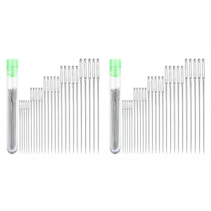 Leather Crafts Sewing Needle,Round Head Blunt Pint,Pointed Prism Sharp Tool for Embroidery Stitching Gold Tail Big Eye Needles