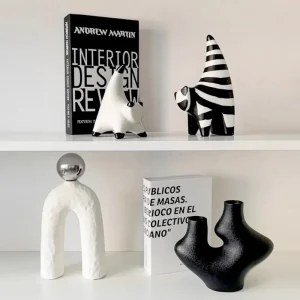 Livetai Wabi-Sabi Ceramic Abstract Sculpture,Handmade Irregular Decorative Ornament for Modern Home Decor, Bookshelf, Bar,