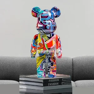 27cm/10Inches Graffiti Bear Figurine Home Decor Animal Abstract Ornament Storage Money Jar Modern Room Sculpture Table Decor