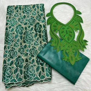 Sky Blue 2.5+2.5 Yards Swiss Voile Lace Fabric With Embroidered African Bazin Riche Fabric For Women Sewing Clothing Lace Fabric