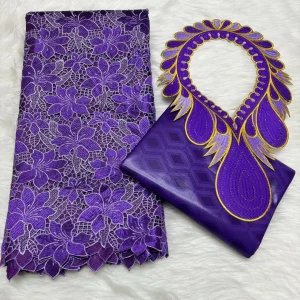 Sky Blue 2.5+2.5 Yards Swiss Voile Lace Fabric With Embroidered African Bazin Riche Fabric For Women Sewing Clothing Lace Fabric