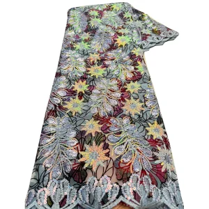 Nigerian Sequins Lace Fabric 2025 High Quality African Lace French Tulle Sequin Embroidery Lace Fabrics For Party Dress