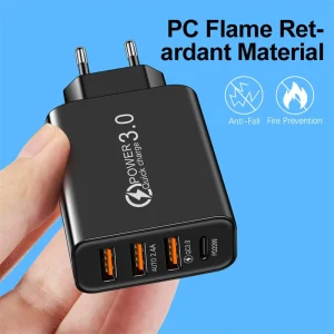 Type C USB Quick Charger 4 Ports 3.0 PD Cell Mobile Phone Power FAST Adapter For iPhone Samsung Xiaomi White