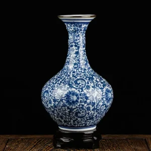 Chinese Jingdezhen Ceramics Blue White Porcelain Flower Vase Ornaments Home Livingroom Decoration Study Room Furnishing Crafts