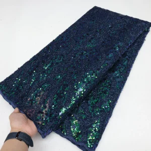 Nigerian Sequins Lace Fabric 2025 High Quality African Lace French Tulle Sequin Embroidery Lace Fabrics For Party Dress